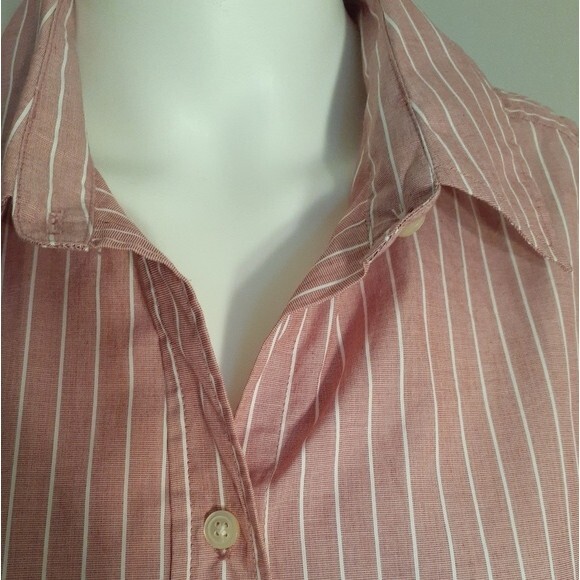 Gap top sleeveless striped cotton button-down pink/red large l career office - Picture 2 of 7